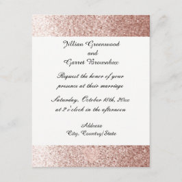 Rose Gold Fals Glitter Bröllopsinbjudan Inbjudningar