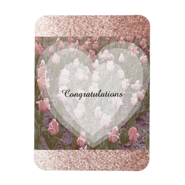 Rose Gold Fals Glitter Grattis Magnet (Vertikal)