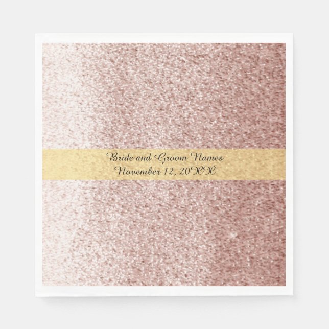 Rose Gold Fals Glitter Guld Band Pappersservett (Framsidan)