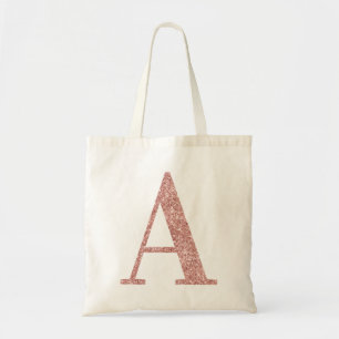 Rose Gold Fals Glitter Monogram A Tygkasse