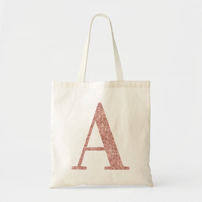 Rose Gold Fals Glitter Monogram A Tygkasse (Framsidan)