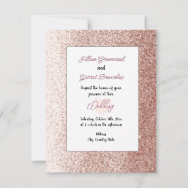 Rose Gold Fals Glitter Stil Bröllopsinbjudan Inbjudningar