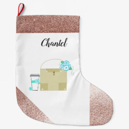 Rose Gold Fals Glitter Tjej Tema Stor Julstrumpa