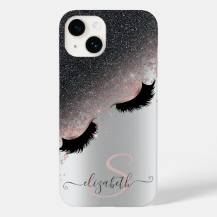 Rose Gold Falsa Ögonfransar Svart Glitter Silver