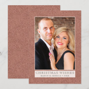 Rose Gold Falsk Glitter Ram 1 Foto Holiday Julkort