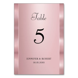 Rose Gold Färg Elegant Skript Modern Mall Bordsnummer