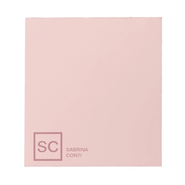 Rose gold färg professionell enkel monogramnamn anteckningsblock (Framsida)