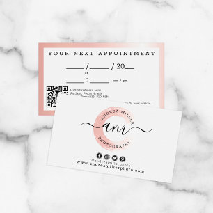 Rose Gold Färg Svängig Chic Logotyp Salong Bokning Visitkort