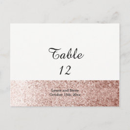 Rose Gold Faux Glitter Table Seating Card Vykort