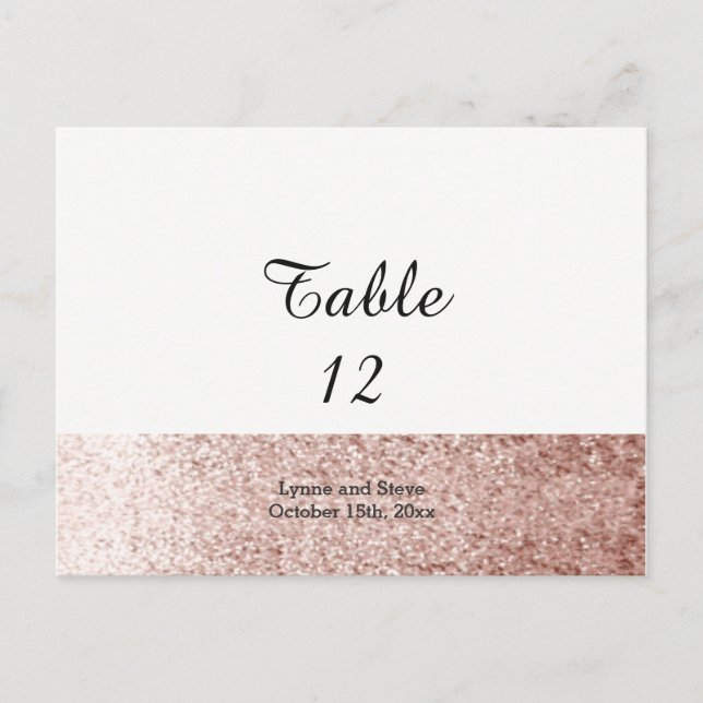 Rose Gold Faux Glitter Table Seating Card Vykort (Framsida)