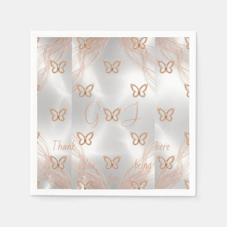 Rose Gold Fjäril Personalisera Pappersservett
