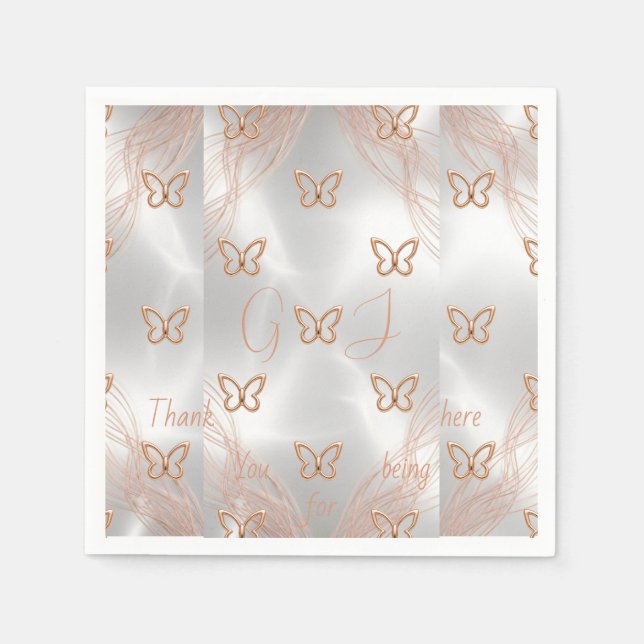 Rose Gold Fjäril Personalisera Pappersservett (Framsidan)