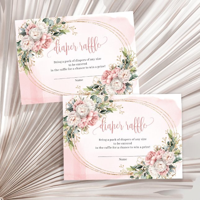 Rose Gold Floral Greenery Girl Baby Raffle Ticket Tilläggskort (Rose Gold Floral Greenery Girl Baby Raffle Ticket)