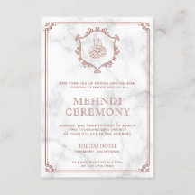 Rose Gold Flourish Vit Marmor Islamisk Mehndi