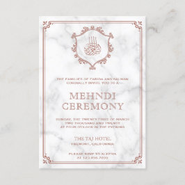 Rose Gold Flourish Vit Marmor Islamisk Mehndi Tilläggskort