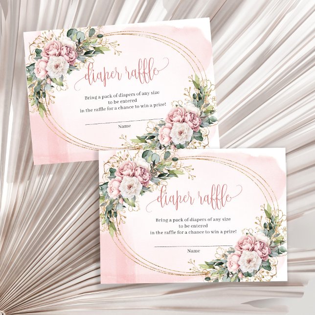 Rose Gold Flowers Eucalyptus Baby Girl Raffle Card Tilläggskort (Rose Gold Flowers Eucalyptus Baby Girl Raffle Card)