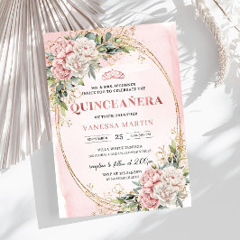 Rose Gold Flowers Greenery Quince Invitation Inbjudningar