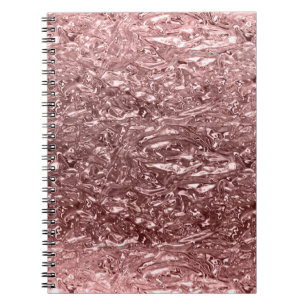 Rose Gold Flytande Krom Metallisk Chic Glam Anteckningsbok