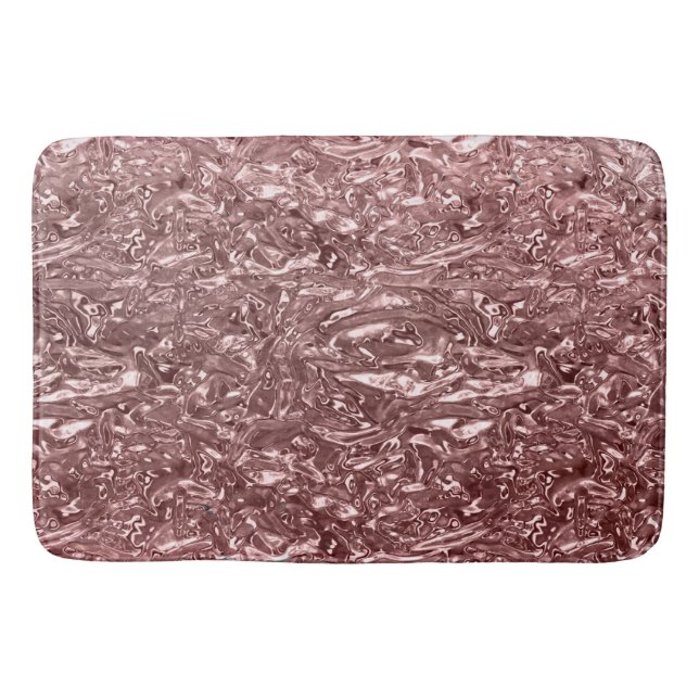 Rose Gold Flytande Krom Metallisk Chic Glam Badrumsmatta (Framsidan)