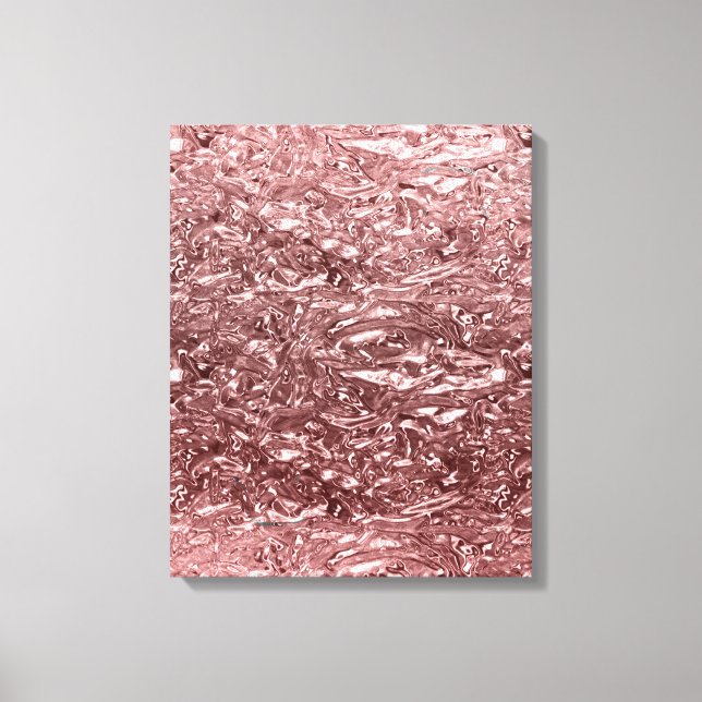 Rose Gold Flytande Krom Metallisk Chic Glam Canvastryck (Framsida)