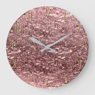 Rose Gold Flytande Krom Metallisk Chic Glam Stor Klocka