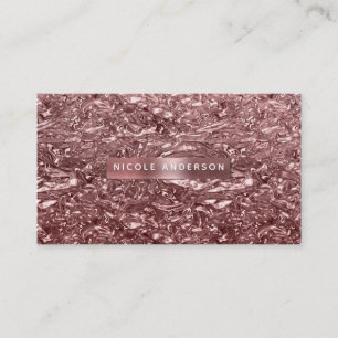 Rose Gold Flytande Krom Metallisk Glamour Chic Visitkort