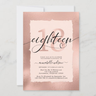 Rose Gold Folie 18-årsdag Foto Inbjudan