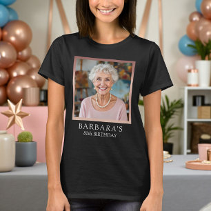 Rose Gold Folie 80-års Födelsedagsfoto Svart T Shirt