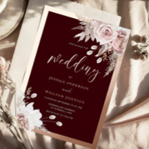 Rose Gold Folie Burgundy Rosenskära Blommig Bröllo