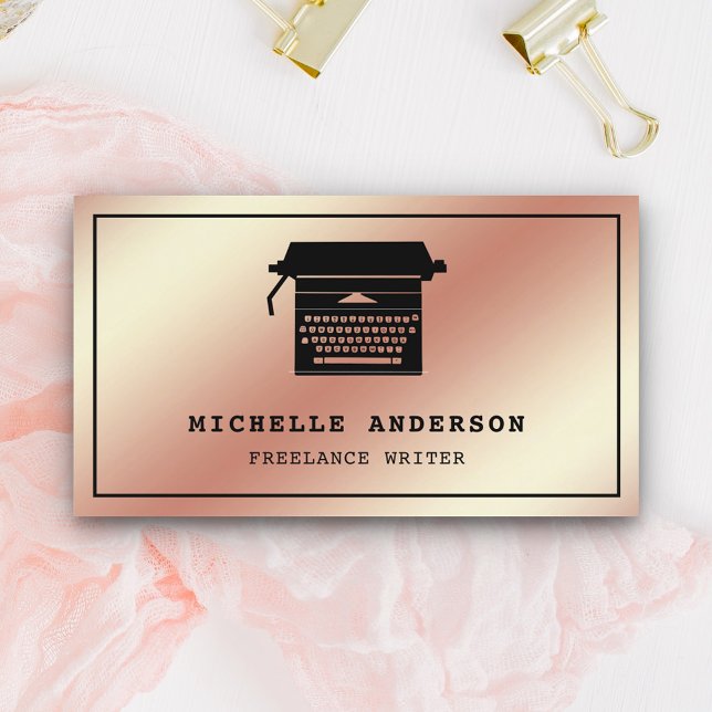 Rose Gold Folie Chic skrivmaskin Professionell för Visitkort (Skapare uppladdad)
