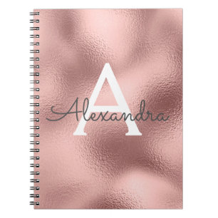 Rose Gold Folie Glans Monogram Anteckningsbok