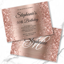 Rose Gold Folie Glitter Fancy Monogram Födelsedag