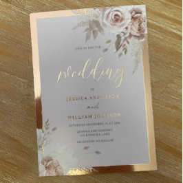 Rose Gold Folie Kant Rosa Blommig Bröllop