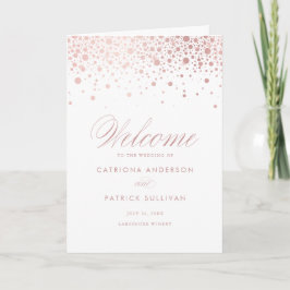 Rose Gold Folie Konfettiprickar Vit Bröllopsbrosch Program