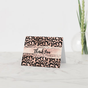Rose Gold Folie Leopard Rödfärgad Penskift Tack Kort