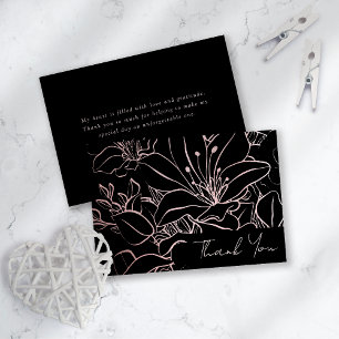 Rose Gold-folie Linje Konst Blommig Bröllopsdusch  Tack Kort