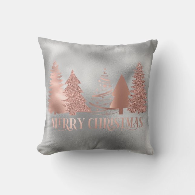 Rose Gold-folie Metallisk God Jul Gran Kudde (Framsida)