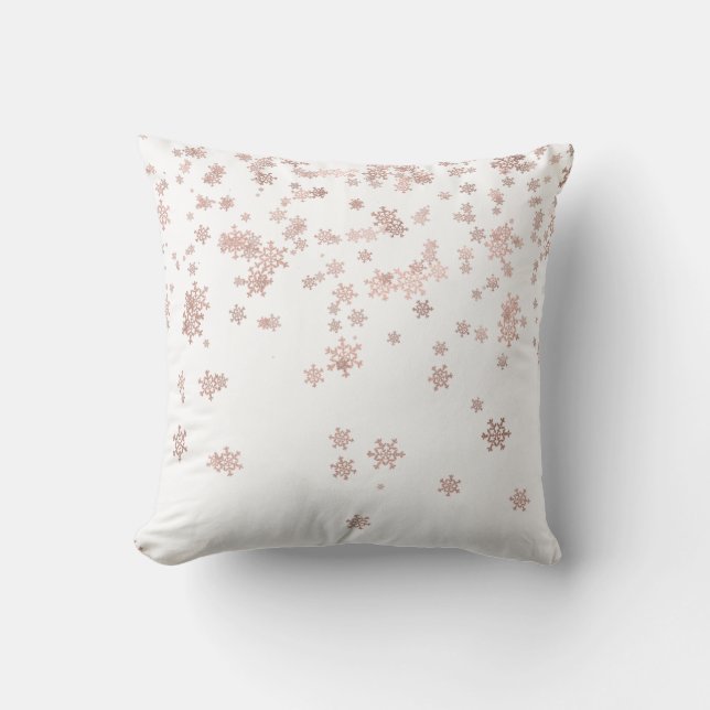 Rose Gold-folie Metalliska julsnöflingor Kudde (Framsida)