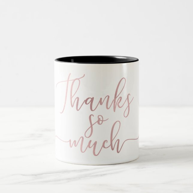 Rose Gold Folie Script Tack Tack Så Mycket Två-Tonad Mugg (Center)