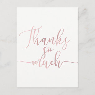 Rose Gold Folie Script Tack Tack Så Mycket Vykort