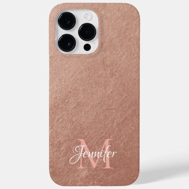 Rose Gold Folie Struktur Foto Monogram (Baksida)