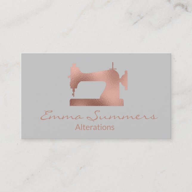 Rose Gold-folie Symaskin Omändringar Visitkort (Framsida)