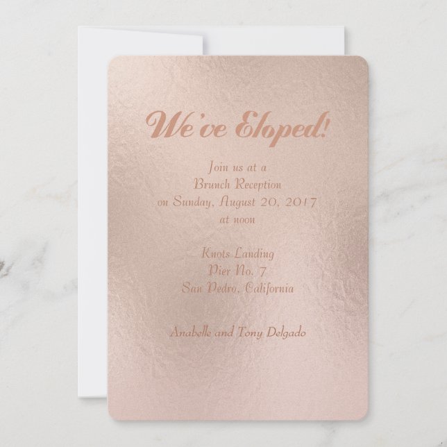 Rose Gold Folieeffekt Vi har rymt Bröllopsinbjudan Inbjudningar (Framsida)