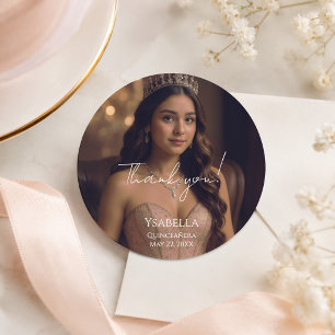 Rose Gold Foto Quinceañera Tack Klistermärke