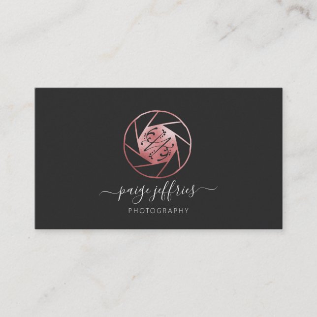 Rose Gold Fotograf Logotyp | Signatur Visitkort (Framsida)