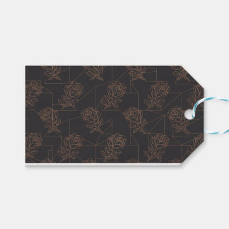 Rose Gold Geometrisk Linjekonst Mönster Presentetikett