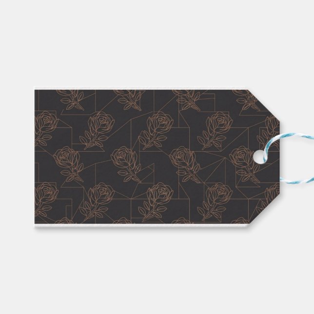 Rose Gold Geometrisk Linjekonst Mönster Presentetikett (Framsidan (Horisontell))