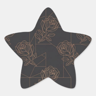Rose Gold Geometrisk Linjekonst Mönster Stjärnformat Klistermärke