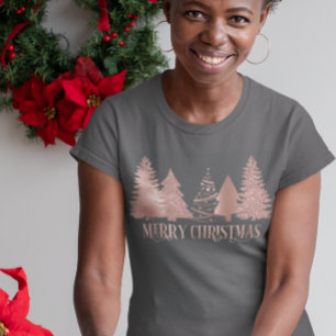 Rose Gold Gläd dig jul Gran Holiday T Shirt