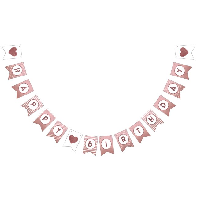 Rose Gold Glad Födelsedag Chic Tjej Kvinnlig Fest Vimplar (Alla)